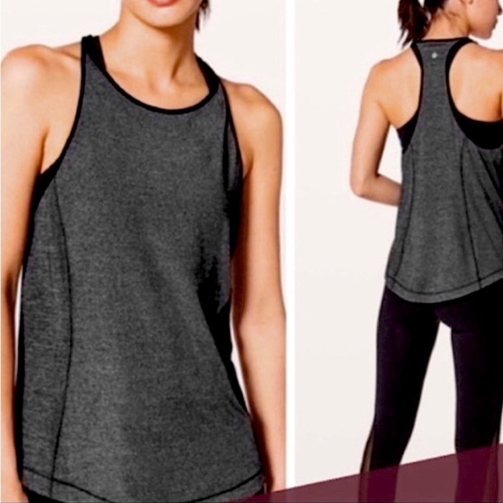 LULULEMON Time To Sweat My Race My Pace Gray Tank Top